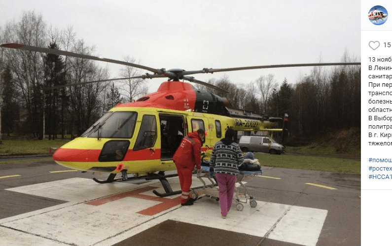 Вертолет санавиации трижды вылетал за пациентами в Ленобласть
