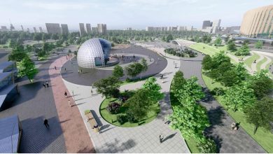 В Петербурге показали, как будет выглядеть парк у будущего дворца спорта на месте СКК….