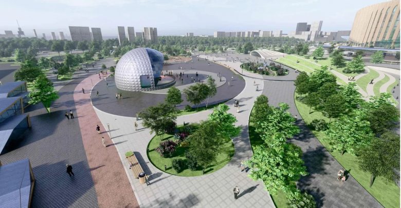 В Петербурге показали, как будет выглядеть парк у будущего дворца спорта на месте СКК….