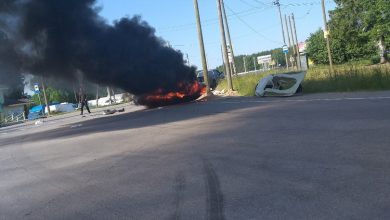 В посёлке Борисово, Приозерского района, загорелась лодка, видимо была плохо закреплена на прицепе и…