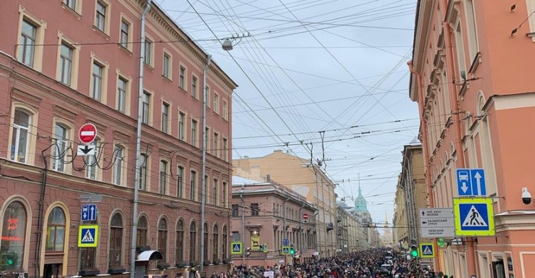 Во время акции 31 января протестующие устроили шествие по Гороховой улице