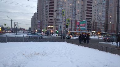 Делимобиль сломал светофор на перекрестке Коломяжского и Богатырского