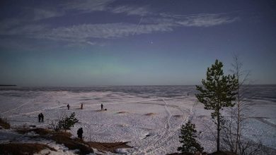 В ночь на 2 марта на Ладожском озере заметили северное сияние — явление. Фото:…