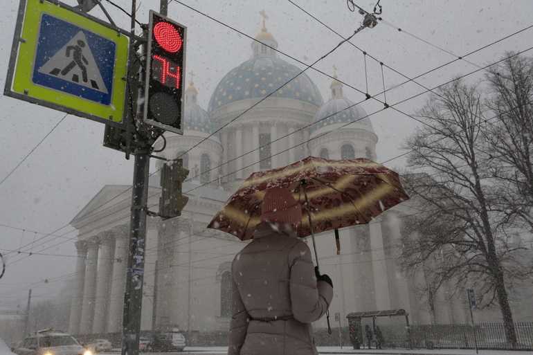Петербуржцев о мокром снеге и ветре 28 апреля