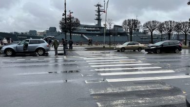 На Петроградской набережной произошло ДТП с участием БМВ и Форда. Начинается пробка