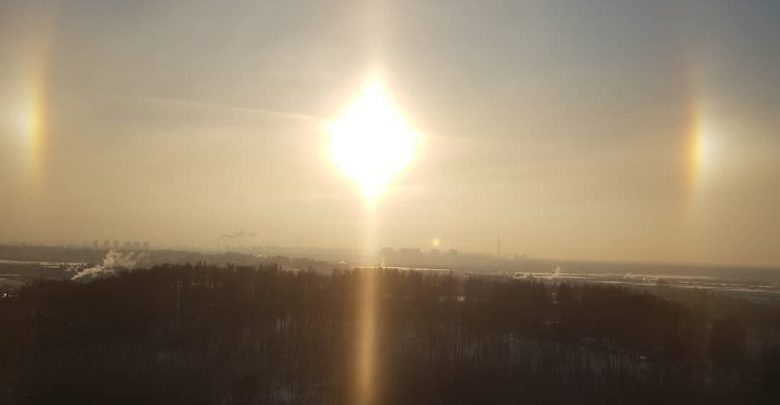 Первое в этом году солнечное гало над Петербургом. Фото: marinapodgaichenko