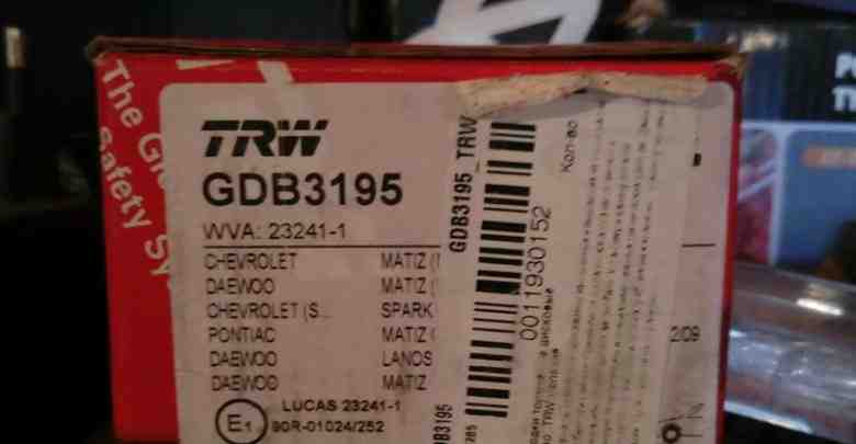 Тормозные колодки TRW GDB 3195 Lanos Matiz