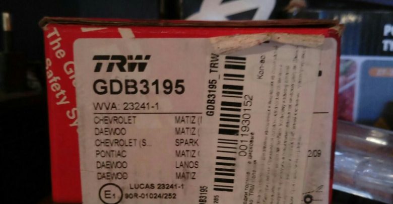 Тормозные колодки TRW GDB 3195 Lanos Matiz