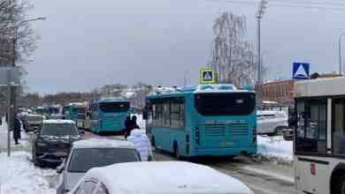 В Пушкине сковало основную улицу движения автобусов из за аварии на перекрёстке — встало…