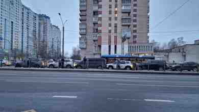 ДТП на Ленинском проспекте, перед проспектом Народного Ополчения. Пробка сразу собралась