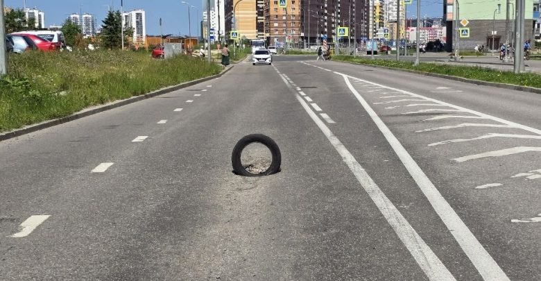 В городе Мурино, у дома по адресу: Воронцовский 11к1, какие-то архитектурные излишества на дороге